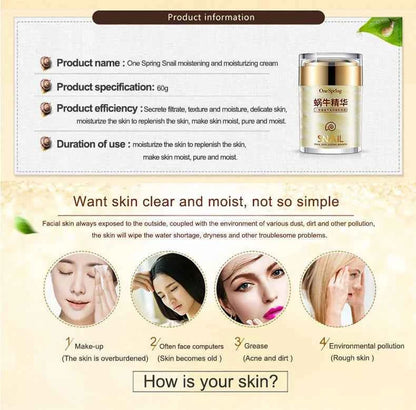 Snail Face Cream + Retinol Eye Massage Roller Serum 2pcs Moisturizing Eye Bag Face Cream Korean Skin Care Products