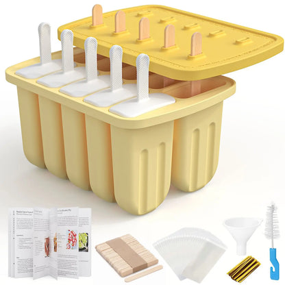 Summer DIY Ice Cream Tools With Wooden Sticks Silicone Popsicle Molds Set Kitchen Accessories Quench Thirst Snacks for Children - AMULET RING STORE