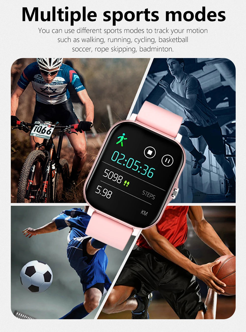 Multifunction Smart Watch For Men Women Kids Message Remind Music Control Sport Step Calories D13 Smartwatch Alarm Clock 116Plus - AMULET RING STORE