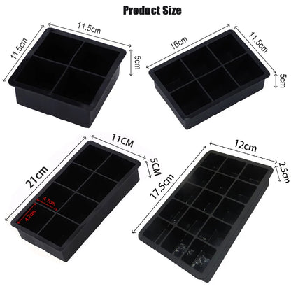 4/6/8/15 Grid Big Ice Tray Mold Giant Jumbo Large Food Grade Silicone Ice Cube Square Tray Mold DIY Ice Maker Ice Cube Tray - AMULET RING STORE