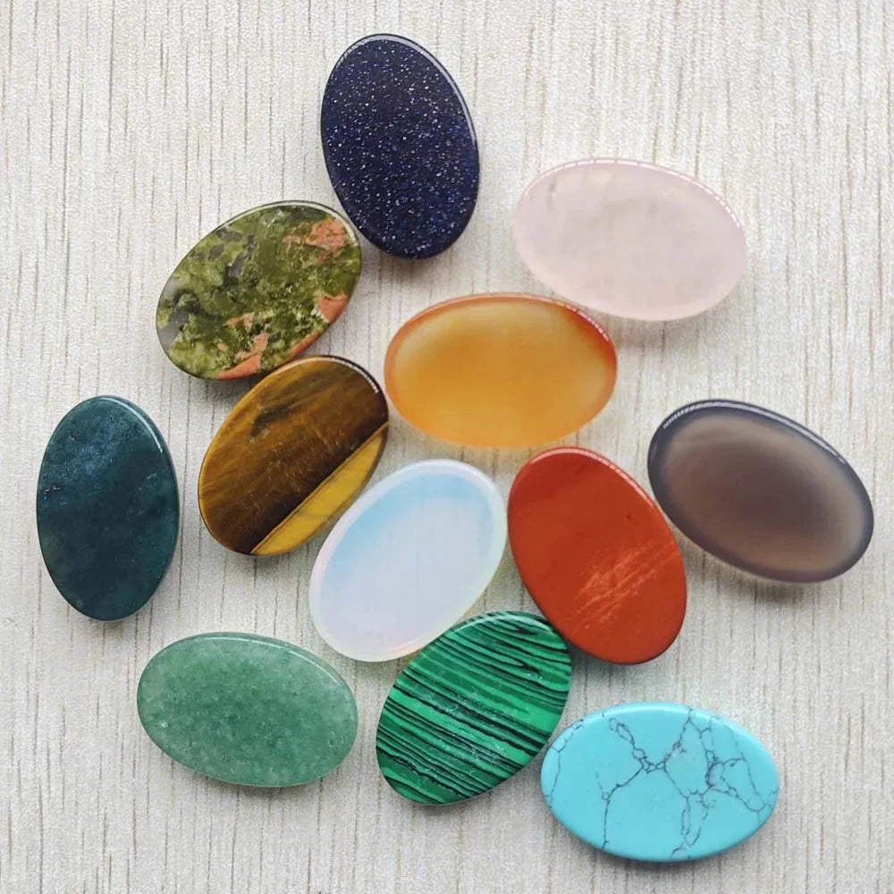 Wholesale 12pcs fashion natural stone mixed Oval CAB CABOCHON beads 20x30mm for Jewelry accessories making Fast shipping - AMULET RING STORE