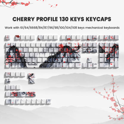 127 Keys Plum Blossom Top Backlit Cherry Profile Keycap PBT Keycap Dye-Sub Cherry MX Switches For Gamer Mechanical Keyboard