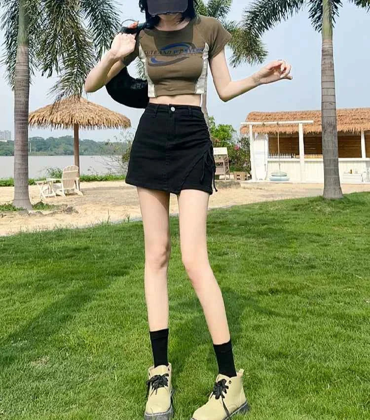 Sexy Culotte Denim Shorts for Women New In Jorts Y2k Harajuku Korean Style Youthful 2000s Clothes Classic Short Jean Pants Woman