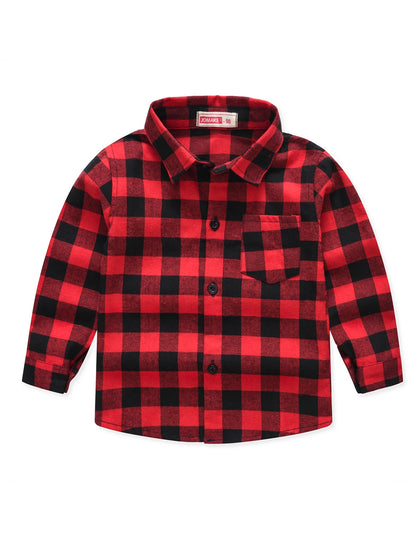 New Spring and Autumn Winter Boys and Girls 1-14 Years Old Classic Woolen Checkered Shirt Student Dress Versatile Shirt