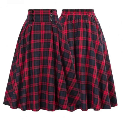 High Waist Plaid Swing Skirt Faionable Large Flounce Midi Skirt Women's Premium Clothing A-Line Silhouette Umbrella Skirt