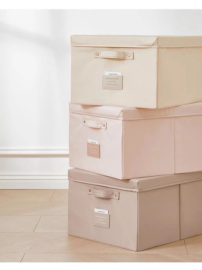 Fabric Foldable Storage Box With Lid Organizer For Clothes Large Capacity Quilt Blanket Toy Storage Closet Wardrobe Organizer - AMULET RING STORE