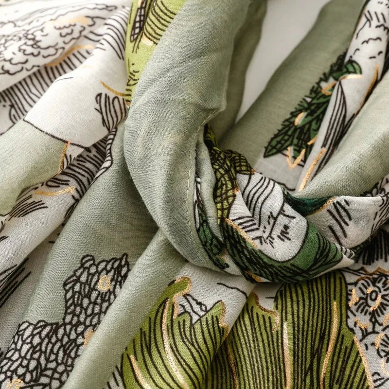 Retro Bohemian Women Viscose Scarf Big Size 88*180cm Cotton Linen Feeling Soft Shawl Tassel Hijab Wrap Summer Soft Beach