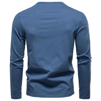 AIOPESON High Quality Men's long sleeve t-shirt Fashion pure cotton henley collar long t shirt man polera manga larga hombre