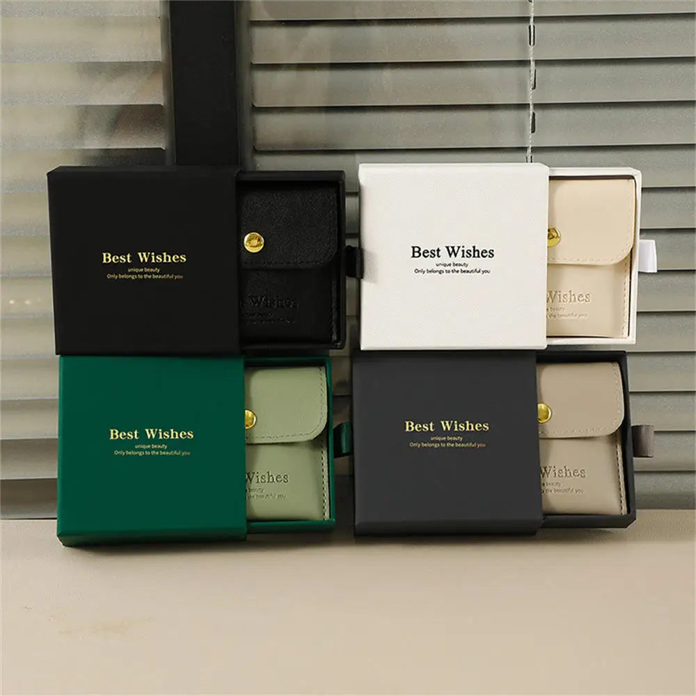 2Pcs Paper Jewelry Box PU Packaging Bag Set Necklace Bracelet Earrings Storage Gift Box High-end Jewelry Organizer Case Joyero - AMULET RING STORE