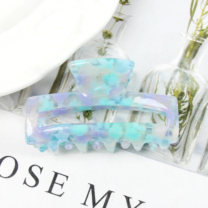 Mini Women's Hair Clips Colorful Geometric Hollow Crab Claw Clip Acetate Leopard Print Fashion Girls Hairpin Hair Accessories - AMULET RING STORE