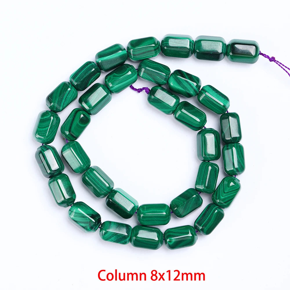 Hot Sell Natural Malachite Beads Rice Tubular Column Cuboid Shape Loose Beads for Jewelry Making DIY Bracelet Accessories - AMULET RING STORE