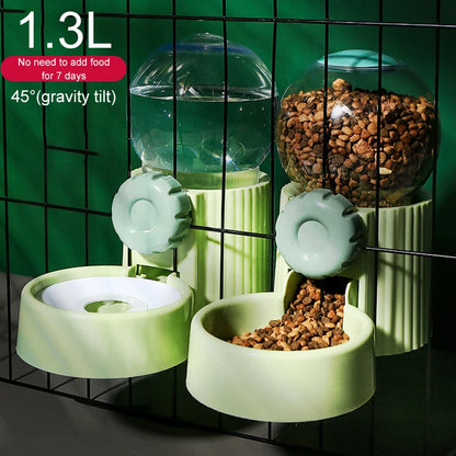 Automatic Dog Cat Feeder Cage Hanging Pet Bowls Pet Water Dispenser Dog Water Bottle Food Container Dispenser Bowl for Cat Dog - AMULET RING STORE