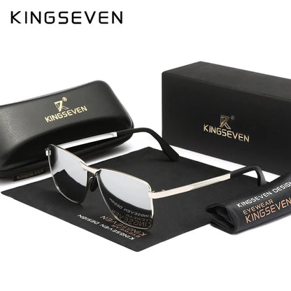 KINGSEVEN Classic Sunglasses Men Rectangle Alloy Frame Glasses Polarized UV400 Casual Trendy Driving Eyewear