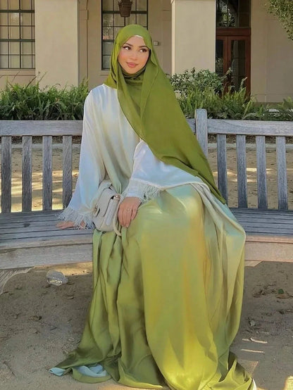 Middle Eastern Loose Abaya Muslim Full Sleeve Open Front Abayas Elegant Turkey Kaftans Women Jilbabs Islamic Maxi Dresses - AMULET RING STORE