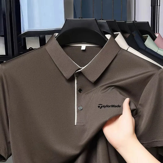 Fashionable Classic Men's Summer New Golf Collar Business Leisure Style Luxury Brand Letter Printed High end Leisure T-shirt