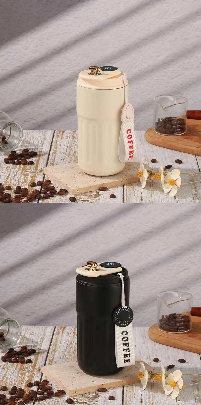 460ml Thermos Bottle Smart Display Temperature 316 Stainless Steel Vacuum Cup Office Coffee Cup Business Portable Thermal Mug