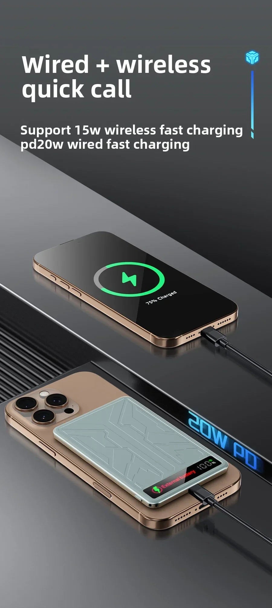 10000mAh CCC 3C Magsafe Power Bank Magnetic Wireless Phone Charger External Battery 20W Fast Charging for IPhone 16 15 - AMULET RING STORE