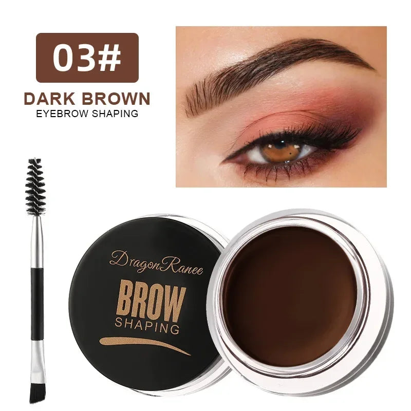 2 in 1 Eyeliner Eyebrow Gel Cream with Brush Waterproof Long-lasting Matte Black Brown Easy Wear Eyeliner Korean Makeup Cosmetic - AMULET RING STORE