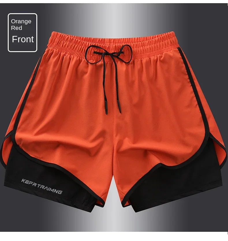 【 S-5XL 】2025 Sports Three Piece Pants Summer Popular Anti glare Double layered Sports Shorts for Men and Women Couples Ru