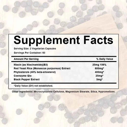 Niacinamide, Red Yeast Rice, Black Pepper Extract, Cholesterol Cleanser - Helps Lower Cholesterol Levels, 120 Capsules