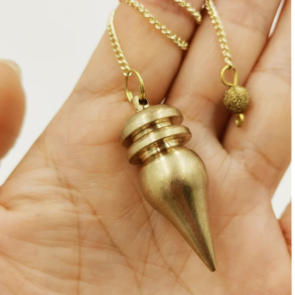 Bronze Metal Copper Spiritual Point Pendulum for Divination Healing Dowsing Wicca Balancing Pointed Cone Pendant Pendulum