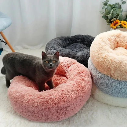Round Cat Beds House Soft Long Plush Best Pet Dog Bed For Dogs Basket Pet Products Cushion Cat Bed Cat Mat Animals Sleeping Sofa - AMULET RING STORE