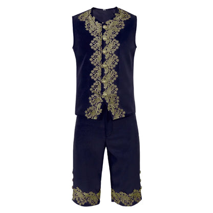 2025 New Medieval Vintage Prince Lace Suits for Men and Women, Halloween Performance Cosplay Three Piece Set(Blazer+Vest+Pants)