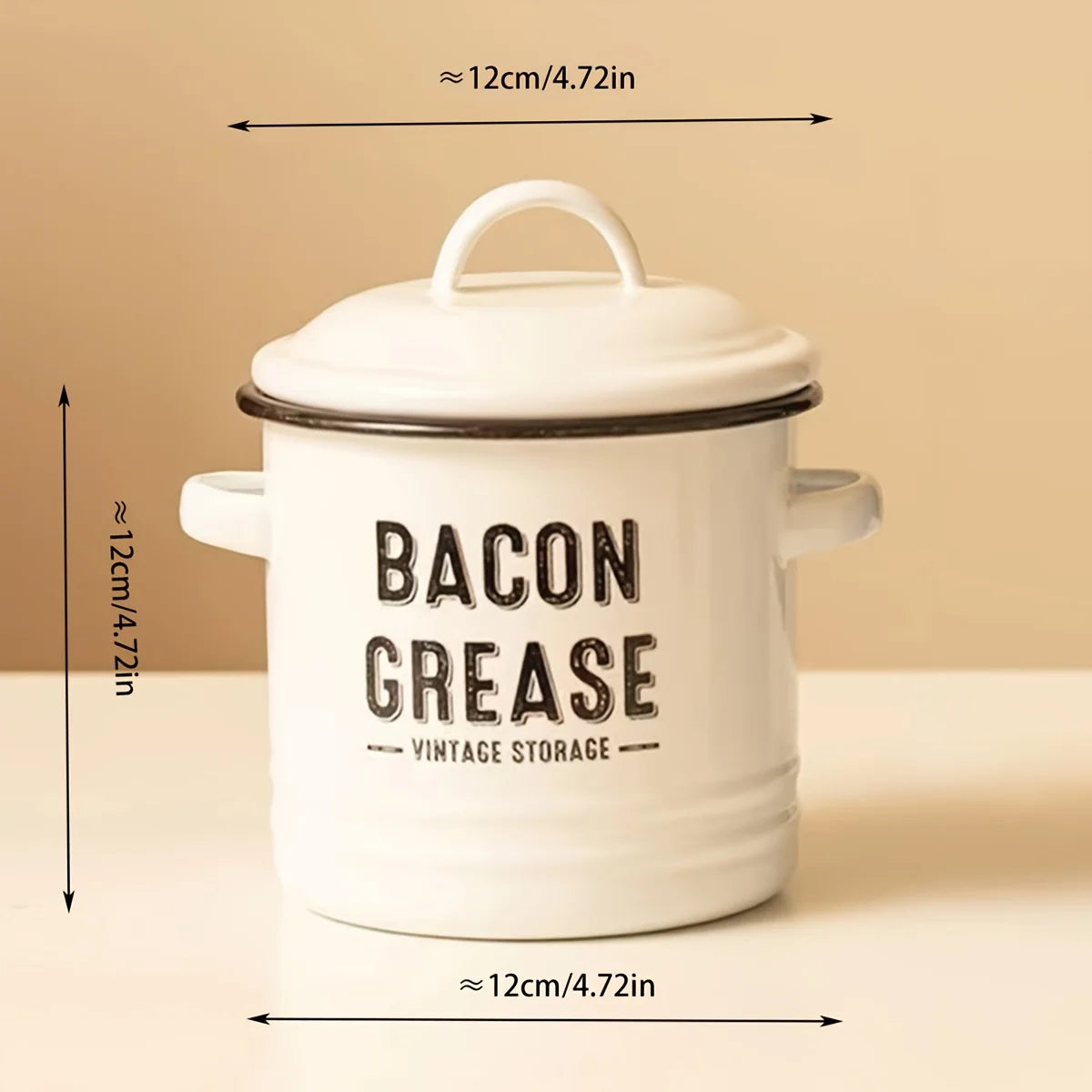 1pc Large Capacity Enamel Oil Pot with Lid - Rust-Resistant Grease Container for Home Kitchen Use Cooking Oil Storage Canister - AMULET RING STORE