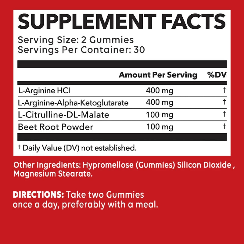 L-Arginine Supplement - Strengthens Muscles and Supports Blood Flow, Circulation, Nutrient Delivery and Pumping - AMULET RING STORE