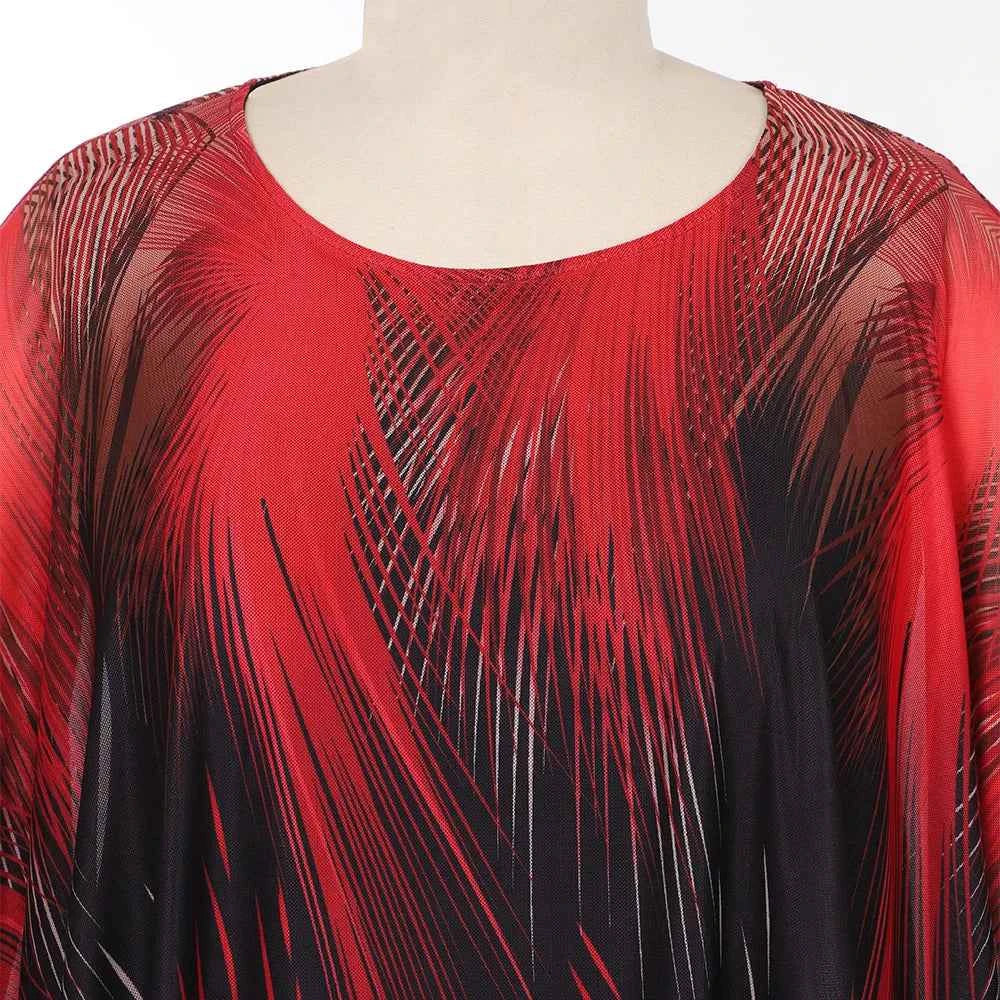 Plus Size Women's Aurora Printed Gauze Cloak Sleeve Blouse Tunic Tops Ladies Summer Casual Loose T Shirts Tee XL 2XL 3XL 4XL 5XL