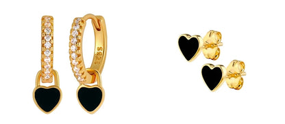 925 Sterling Silver Needle Fashion Round Pendant Small Earrings Luxury Gold Hoop Earrings for Women Premium Black Jewelry Gifts - AMULET RING STORE