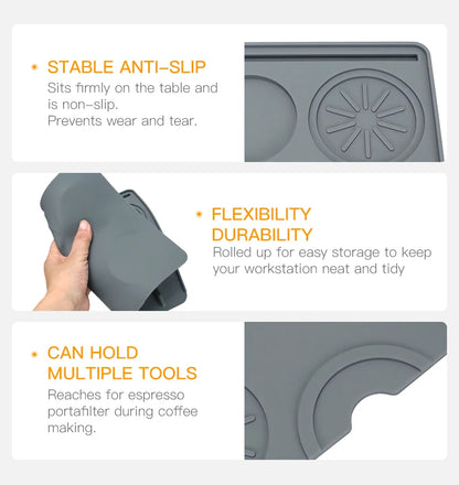 Coffee Tamper Mat Espresso Portafilter Station Silicone Bar Machine Pad Rubber Anti Slip Bar Kitchen Barista Tools Accessories - AMULET RING STORE