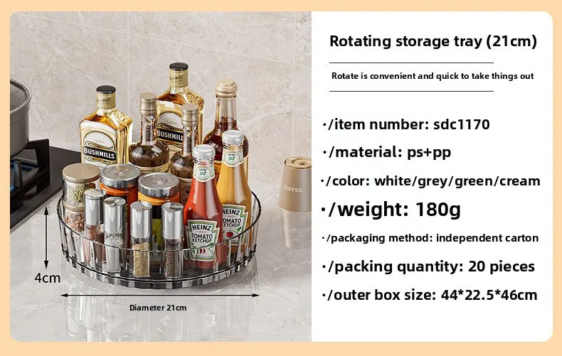 360° Rotating Plastic Storage Rack Bathroom Storage Organizer Kitchen Snack Food Oil Seasoning Bottle Storage Rack Fruit Tray - AMULET RING STORE