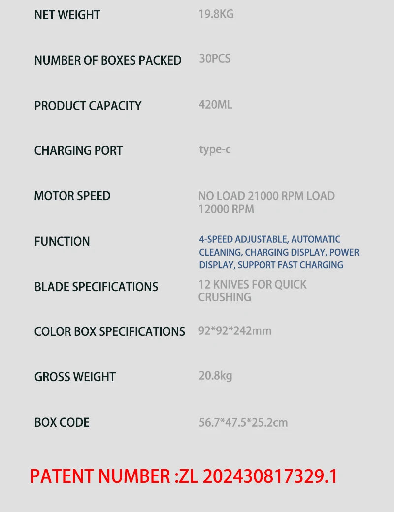 Portable USB Rechargeable Juicer Blender, Ice Crushing Fruit Juice Cup, Home & Outdoor Use, 12 Blades
