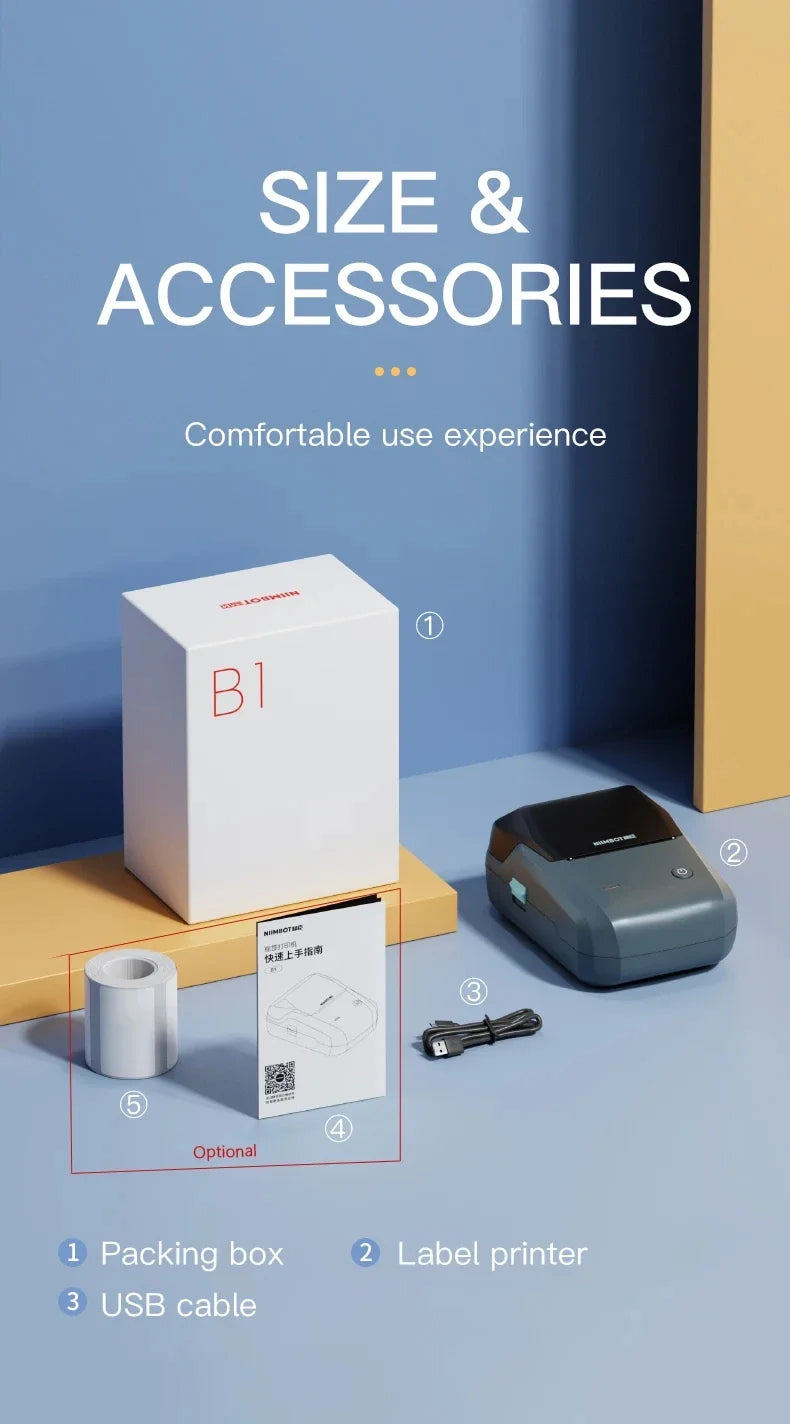 Niimbot B1 Mini Portable Thermal Printer Self-Adhesive Sticker Label Maker Pocket Printer Labeling Machine