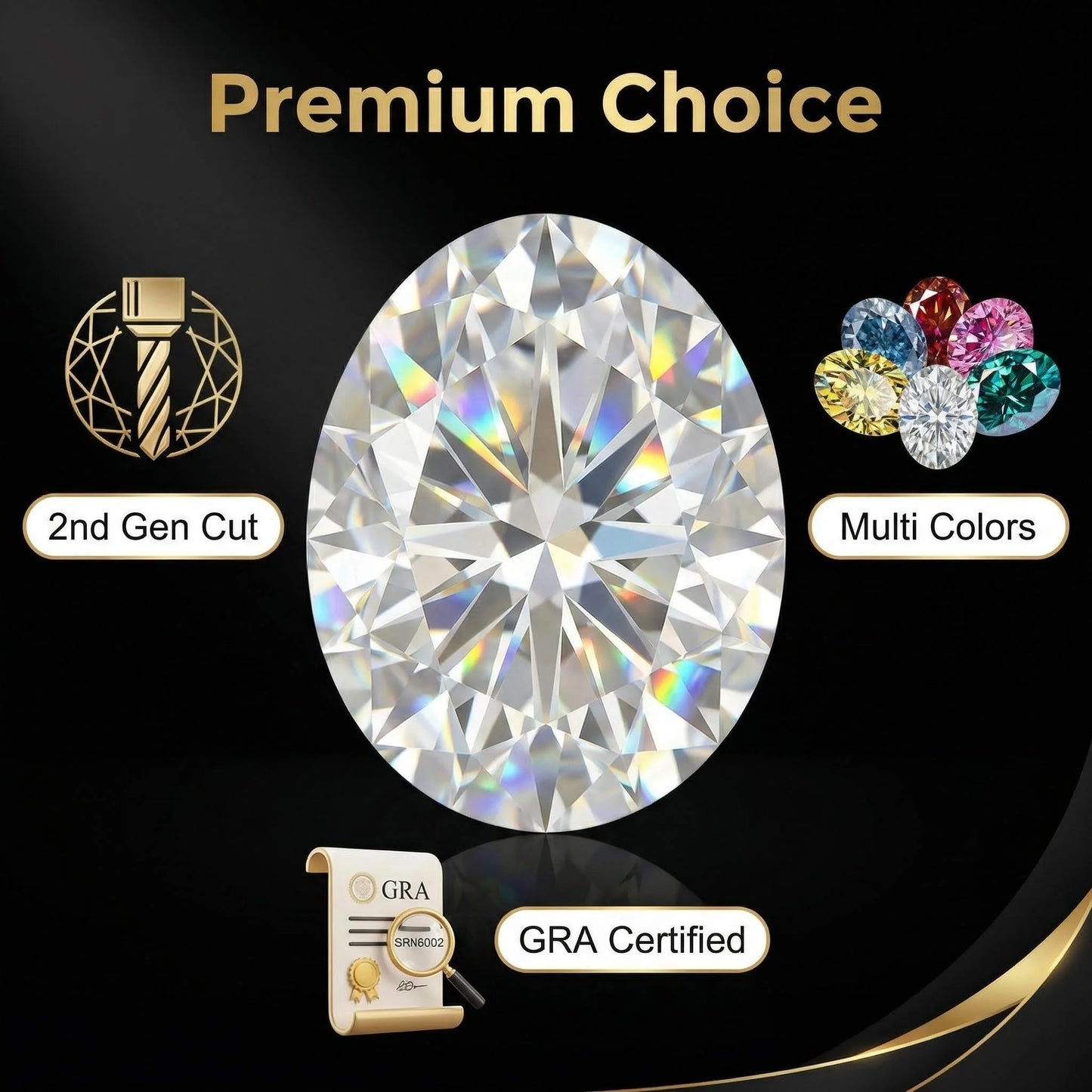 1CT colored diamond moissanite oval pigeon egg moissanite irregular naked stone gemstone jewelry accessories