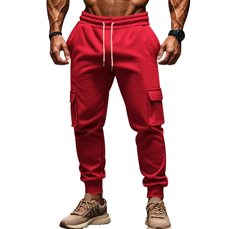 New autumn and winter velvet men's casual overalls multi-pocket pants large size sports casual trousers