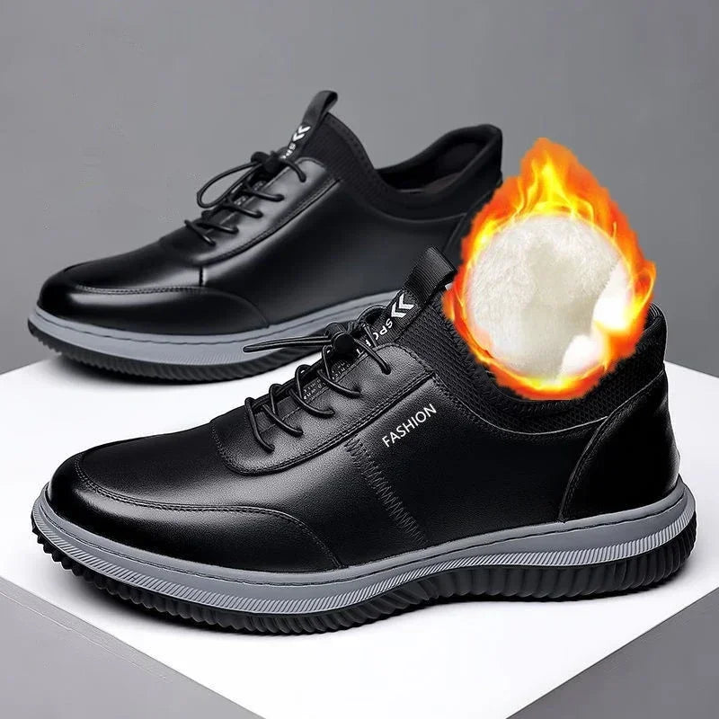 Leisure sports leather shoes for men in autumn 2024 new breathable walking low cut soft sole soft surface anti slip board shoes - AMULET RING STORE