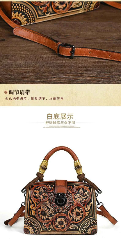 Motaora New Embossed Shoulder Bag For Women's 2025 Vintage Handmade Handbag Female PU Leather Big Capacity Crossbody Bags Purse