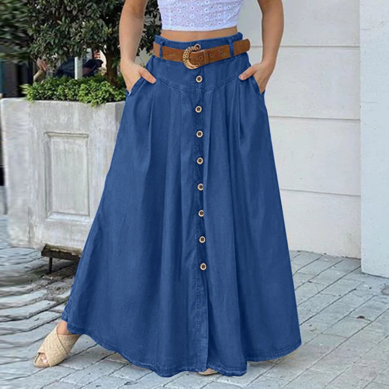 ZANZEA Cargo Skirts Elegant Women Evangelical Faldas  Mujer Office Lady High Waist Saias Summer 2024 Casual Buttons Up Jupes