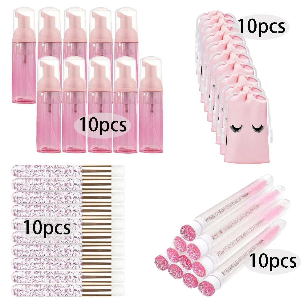 20/40PCS Suit 60ML Empty Pump Bottle Eyelash Shampoo Care Makeup Tool Travel Foam Dispenser Bottle Plastic Cleanser Soap Care - AMULET RING STORE