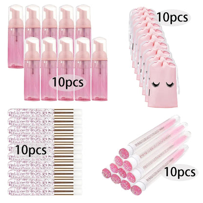 20/40PCS Suit 60ML Empty Pump Bottle Eyelash Shampoo Care Makeup Tool Travel Foam Dispenser Bottle Plastic Cleanser Soap Care - AMULET RING STORE