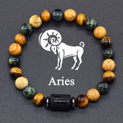 12 Zodiac Sign Bracelet Homme Constellation Bracelet for Men Aries Virgo Leo Libra Charm Bangle Women Friendship Jewelry on Hand