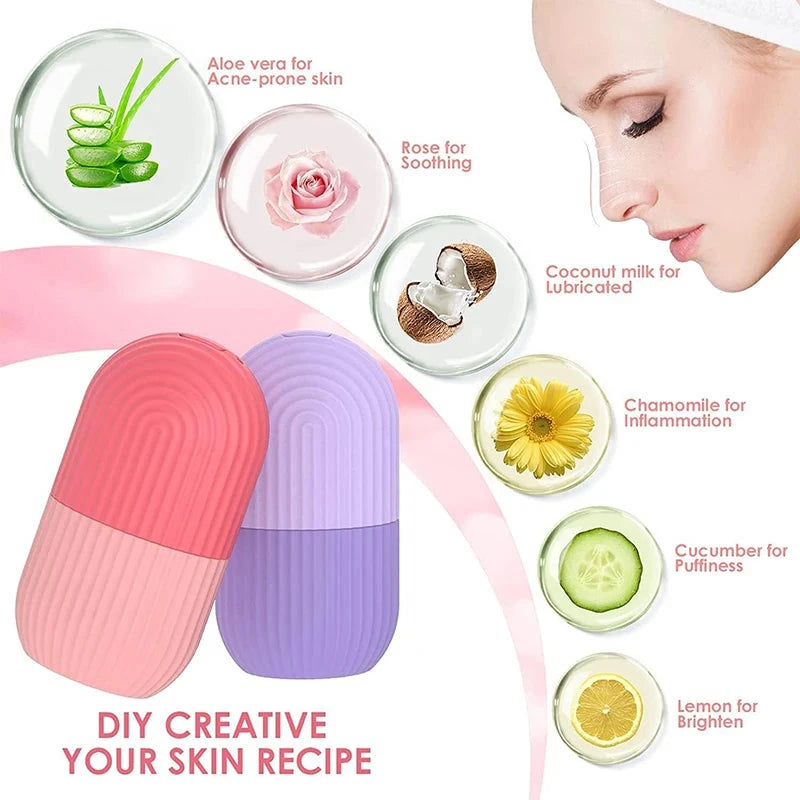 Silicone Cube Tray Shape Face Facial Ice Roller Massage Face Massage Roller Frozen Facial Reusable Ice Roller Beauty  Skin care