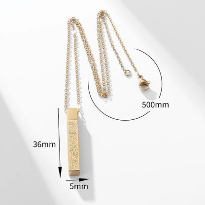 Rectangle Stainless Steel Pendant Necklace For Men And Women