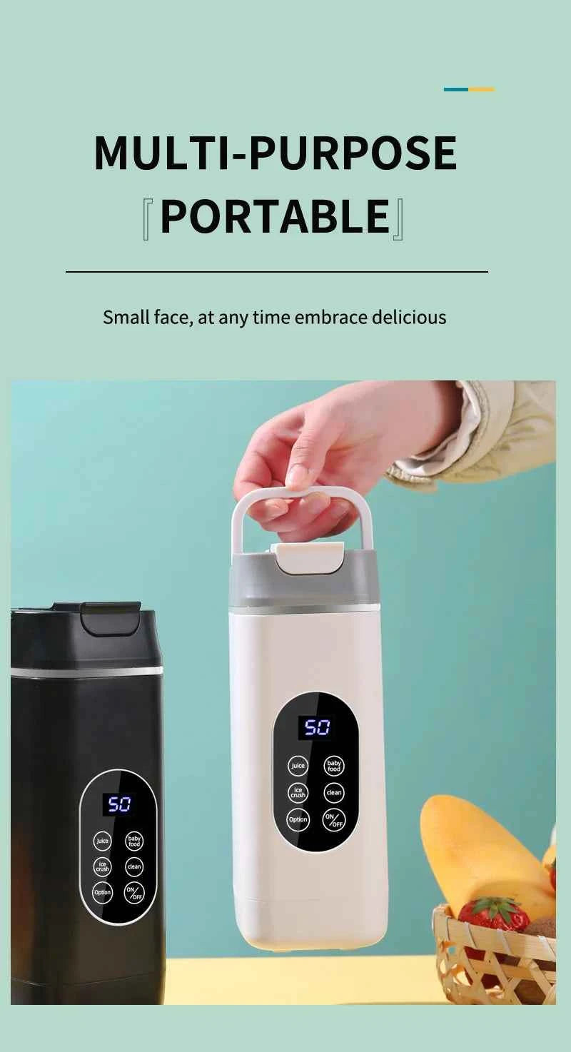 Portable USB Rechargeable Juicer Blender, Ice Crushing Fruit Juice Cup, Home & Outdoor Use, 12 Blades