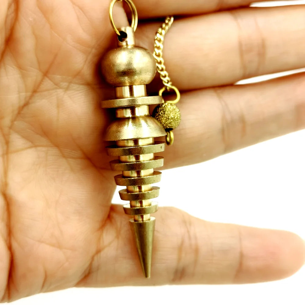 Bronze Metal Copper Spiritual Point Pendulum for Divination Healing Dowsing Wicca Balancing Pointed Cone Pendant Pendulum