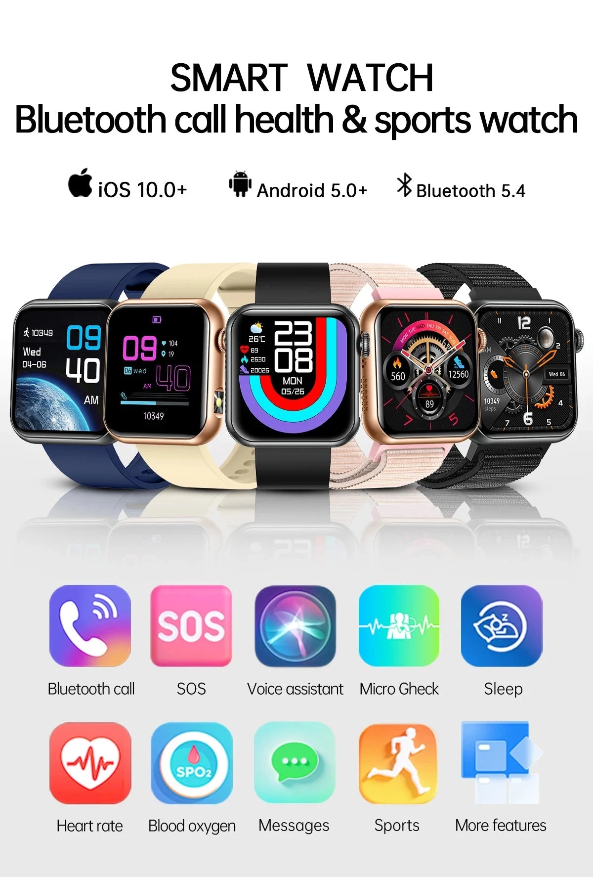 2025 New LED Women AI Smart Diagnosis Smart Watch HRV+PPG Blood Pressure Blood oxygen Health monitor IP68 NFC Smartwatches ﻿