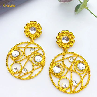 Ethiopian 24k Gold Plated Big Pendant Necklaces Set For Women