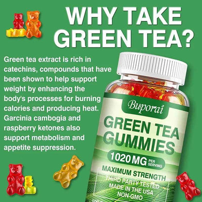 Green Tea Gummies - Belly Fat Burning, Metabolism Boosting, Appetite Suppression, Weight Management